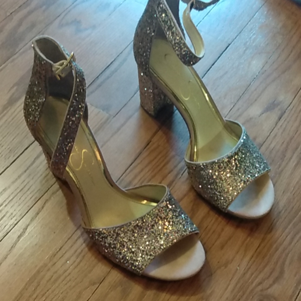 Glittery Jessica Simpson heels worn once